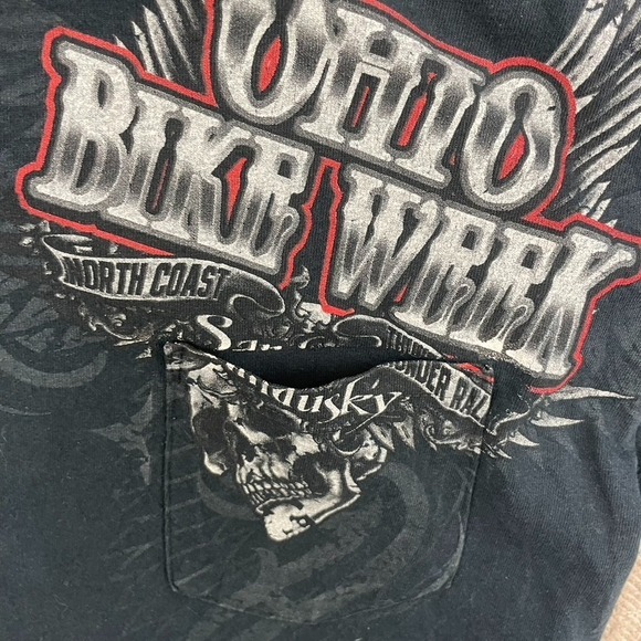 Ohio Bike Week shirt mens large Black 2000s Y2K Skull Wings Gothic Grunge - Picture 7 of 12